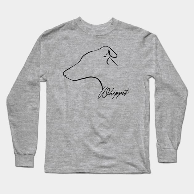 Whippet profile dog lover Long Sleeve T-Shirt by wilsigns